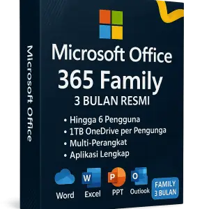 Microsoft 365 (Word, Excel, PowerPoint, Outlook) – 3 Bulan